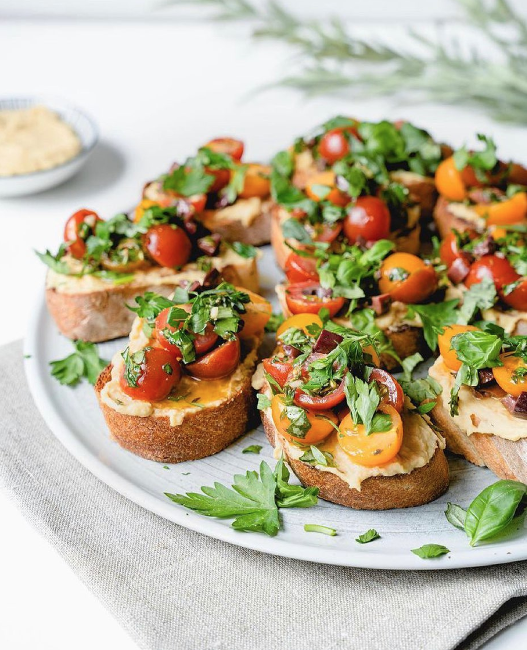 Cherry Tomatoes, Basil and Thyme Bruschetta